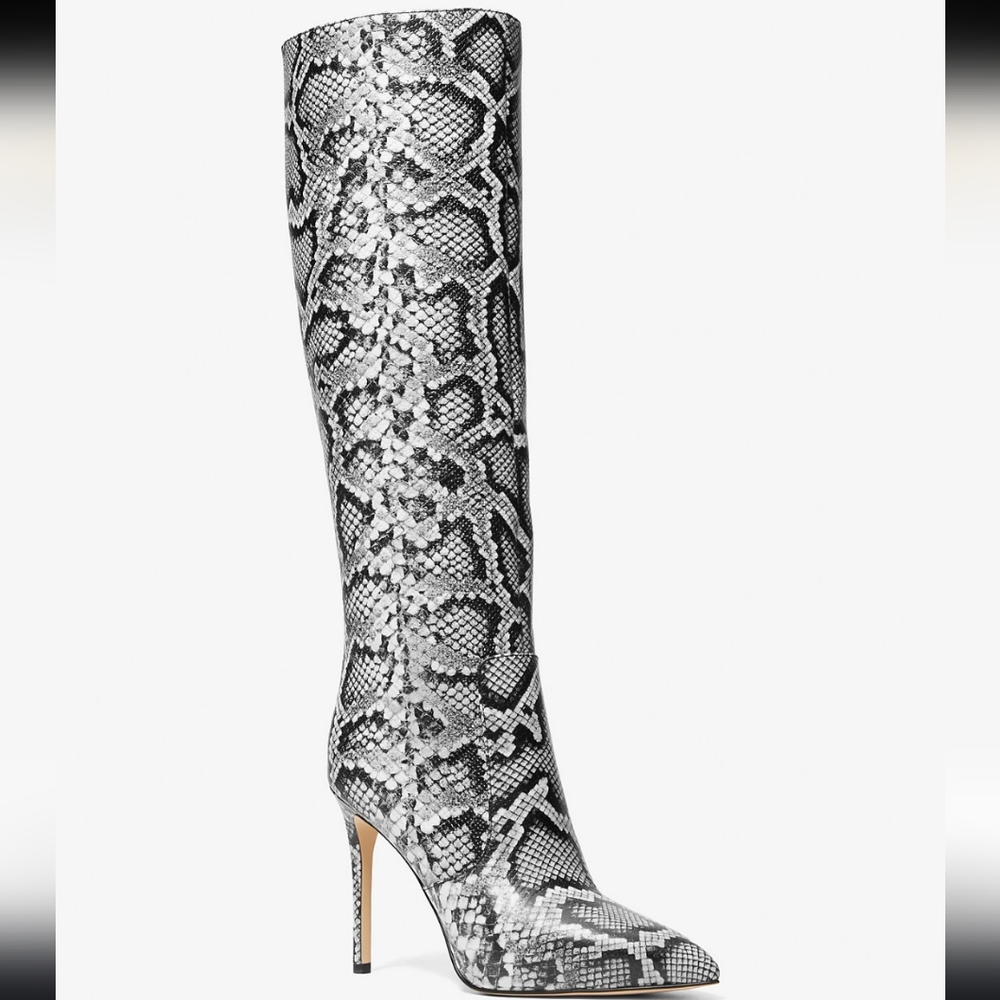 Michael Kors Rue Snake Embossed Leather Knee Boot 7.5